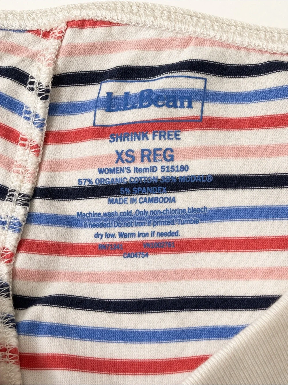 L.L.Bean Super Soft Striped Henley Pajama Set XS